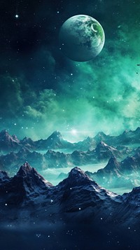  Galaxy planet space landscape. AI generated Image by rawpixel.