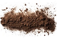 Scattered soil backgrounds powder white background.