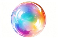 Rainbow sphere bubble white background.