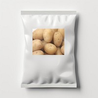 Potatoes plastic bag with blank label  packaging vegetable food freshness.