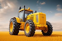 Yellow modern tractor agriculture  outdoors.