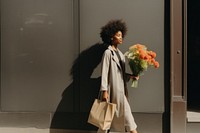 African american woman bag handbag flower.