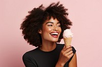 Black woman eating food dessert adult.