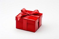 Gift box ribbon red white background.