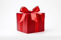 Gift box ribbon red white background.