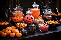 Halloween party candy food jack-o'-lantern jack-o-lantern. AI generated Image by rawpixel.