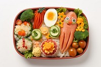 Kid bento box lunch sushi plate.