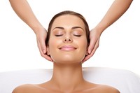 Massage therapist adult white background relaxation.