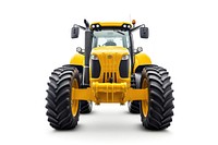 Modern yellow tractor  vehicle white background.