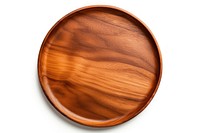 Round wooden tray white background simplicity dishware.