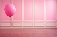 Pink balloon in empty pink room flooring architecture celebration.