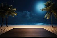 Product podium backdrop night beach outdoors.