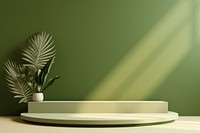 Minimal olive green color pattern background plant table furniture.