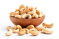 Cashew nuts plant food white background.