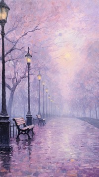 Simple pastel purple impressionism painting background outdoors nature street.