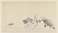 Schilderende schildpadden (1810 - 1850) by Onishi Chinnen