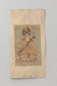 Boeddha met ruyi in de hand, gezeten op een lotus (1600 - 1699) by anonymous