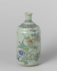 Sake bottle with a bird on a rock with flowering plants (c. 1660 - c. 1680) by anonymous