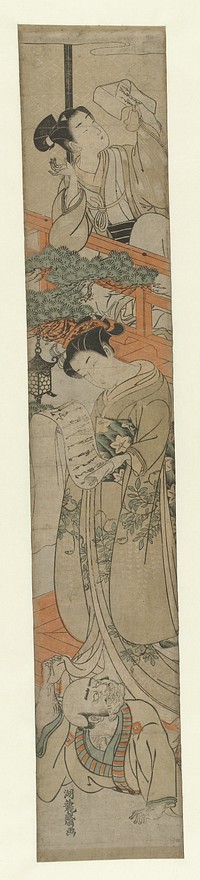 Parodie op de sevende akte van het Chushingura toneelstuk (1770 - 1780) by Isoda Kôryûsai