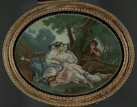 Two fête galante scenes (c. 1795) by anonymous