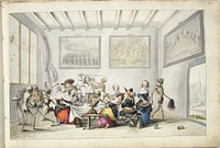 Vrolijk gezelschap dat door de dood wordt gestoord (1660) by Gesina ter Borch
