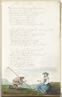 Herder knielend voor een herderin (c. 1652 - c. 1653) by Gesina ter Borch and Gesina ter Borch