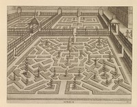 Tuin met een parterre met in de diagonalen vierkante compartimenten (c. 1600 - c. 1601) by anonymous, Hans Vredeman de Vries, Philips Galle and Theodoor Galle