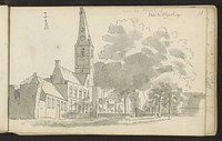 Dorpsgezicht met kerk te Rijnsburg (1731) by Abraham de Haen II and Cornelis Pronk