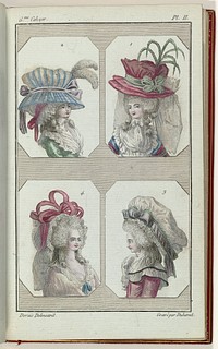 Cabinet des Modes ou les Modes Nouvelles, 1 Février 1786, 6e cahier, pl. II (1786) by A B Duhamel, Claude Louis Desrais and Buisson