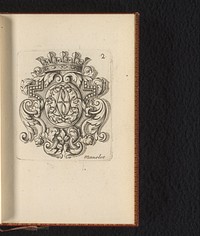 Gekroonde cartouche met acanthusranken (1685) by Charles Mavelot