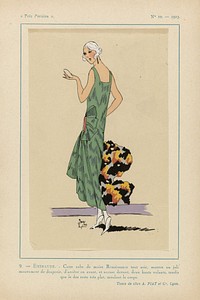 Très Parisien, 1923, No 10: 9. - EMERAUDE. - Cette robe de moire Renaissance.... (1923) by anonymous, A et Cie Piat and G P Joumard