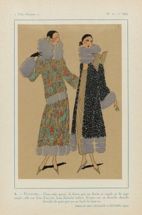 Très Parisien, 1923, No 11: 8. - FRILEUSES. - Cette robe garnie de lièvre gris... (1923) by anonymous, Jallade et Gendre and G P Joumard