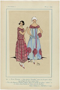 Très Parisien, 1923, No. 4: 16. - POUR DANSER. 1. Jolie robe de "Crisseldy"... (1923) by anonymous, A et Cie Prévost and G P Joumard