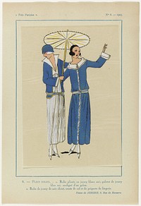 Très Parisien, 1923, No 6: 9.- PLEIN SOLEIL. - 1. Robe plissée en jersey blane uni... (1923) by anonymous, Jersiris and G P Joumard
