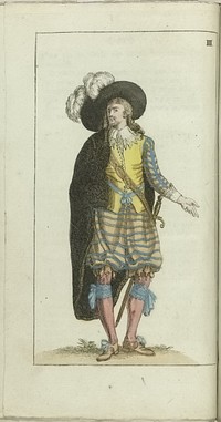 Kabinet van mode en smaak 1791, pl. IIII: Een Petit maitre van de vroegste helft van 1600 (1791) by anonymous and A Loosjes