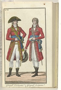 Le Mois, Journal historique, littéraire et critique, avec figures, no. 13, 1800: Grand Costume du General / Grand Costume du Ministre (1800) by anonymous