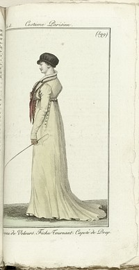 Journal des Dames et des Modes, Costume Parisien, 1805, An 13 (599) Chapeau de Velours. Fichu Tournant. Capote de Drap. (1805) by anonymous and Pierre de la Mésangère