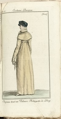 Journal des Dames et des Modes, Costume Parisien, 1805, An 13 (600) Chapeau tout en Velours... (1805) by anonymous and Pierre de la Mésangère