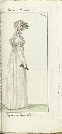 Journal des Dames et des Modes, Costume Parisien, 1805, An 13 (654) Chapeau à demi Paré. (1805) by Horace Vernet and Pierre de la Mésangère