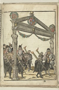 De aankomst van de stoet met Matthias bij de erepoort in de Korte Ridderstraat, 1578 (1578 - 1579) by Antoni van Leest