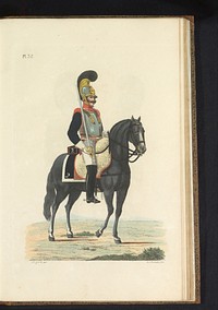 Kurassier, te paard, in groote tenue (1823) by Abraham Lion Zeelander, J en VH, Jan Frederik Teupken, Gebroeders van Cleef and Gebroeders Giunta d Albani