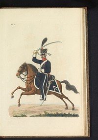 Dragonder, te paard, in groote tenue (1823) by Joannes Bemme, J en VH, Jan Frederik Teupken, Gebroeders van Cleef and Gebroeders Giunta d Albani