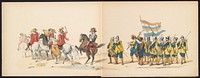Maskerade van de Leidse studenten, 1850 (plaat 1) (1850) by Carel Christiaan Antony Last, Jan Karel Jacob de Jonge, P Blommers Steendrukkerij van, J Hazenberg Corns Zoon and J H Gebhard and Co