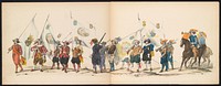 Maskerade van de Leidse studenten, 1850 (plaat 3) (1850) by Carel Christiaan Antony Last, Jan Karel Jacob de Jonge, P Blommers Steendrukkerij van, J Hazenberg Corns Zoon and J H Gebhard and Co