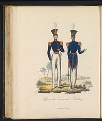 Uniform van de officieren van de Curaçaose Schutterij van de West-Indische troepen, 1845 (1845) by Louis Salomon Leman and Louis Salomon Leman