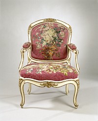 Armstoel bekleed met tapisserie met bloemboeketten (c. 1770) by I Gourdin, Manufacture Royale des Gobelins, Jacques Neilson, Maurice Jacques and Louis Tessier