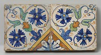Veld van twee tegels met rozetten (c. 1610 - c. 1630) by anonymous