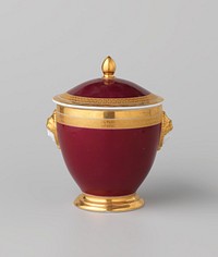 Sugar bowl with gold borders on a red ground (c. 1800 - c. 1824) by anonymous