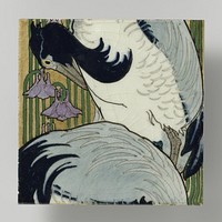 Tegel, behorend bij tegeltableau beschilderd met kraanvogels en akeleien (c. 1896 - c. 1901) by Bert Nienhuis I and Tegelbakkerij Lotus