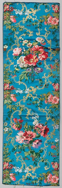 Zijdeweefsel met bloempatroon, onder meer met pioenrozen (c. 1840 - c. 1850) by Tassinari and Chatel and Chatel et Tassinari